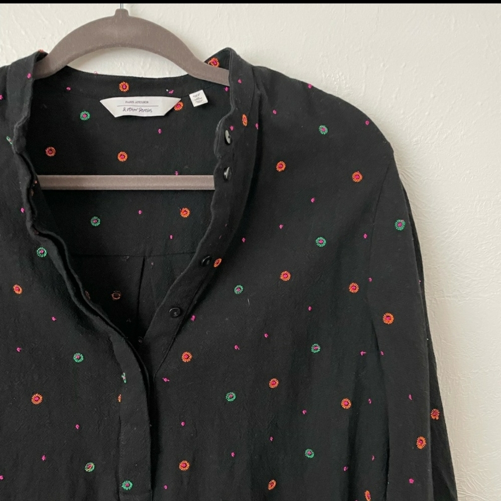 & other stories embroidered linen blouse